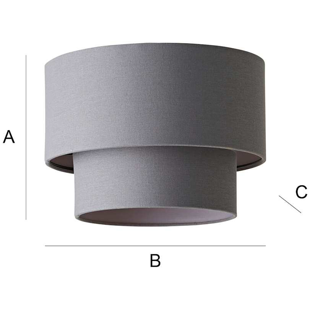 ValueLights Jodie 2 Tier Grey Linen Ceiling Drum Lamp Shade Image 7