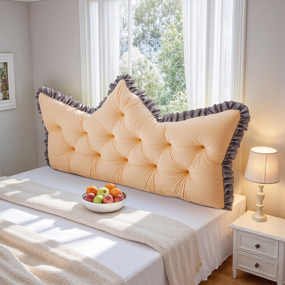 Living and Home Amber Camel and Grey Button Tufted Crown Headboard Pillow 60 x 150cm Image 7