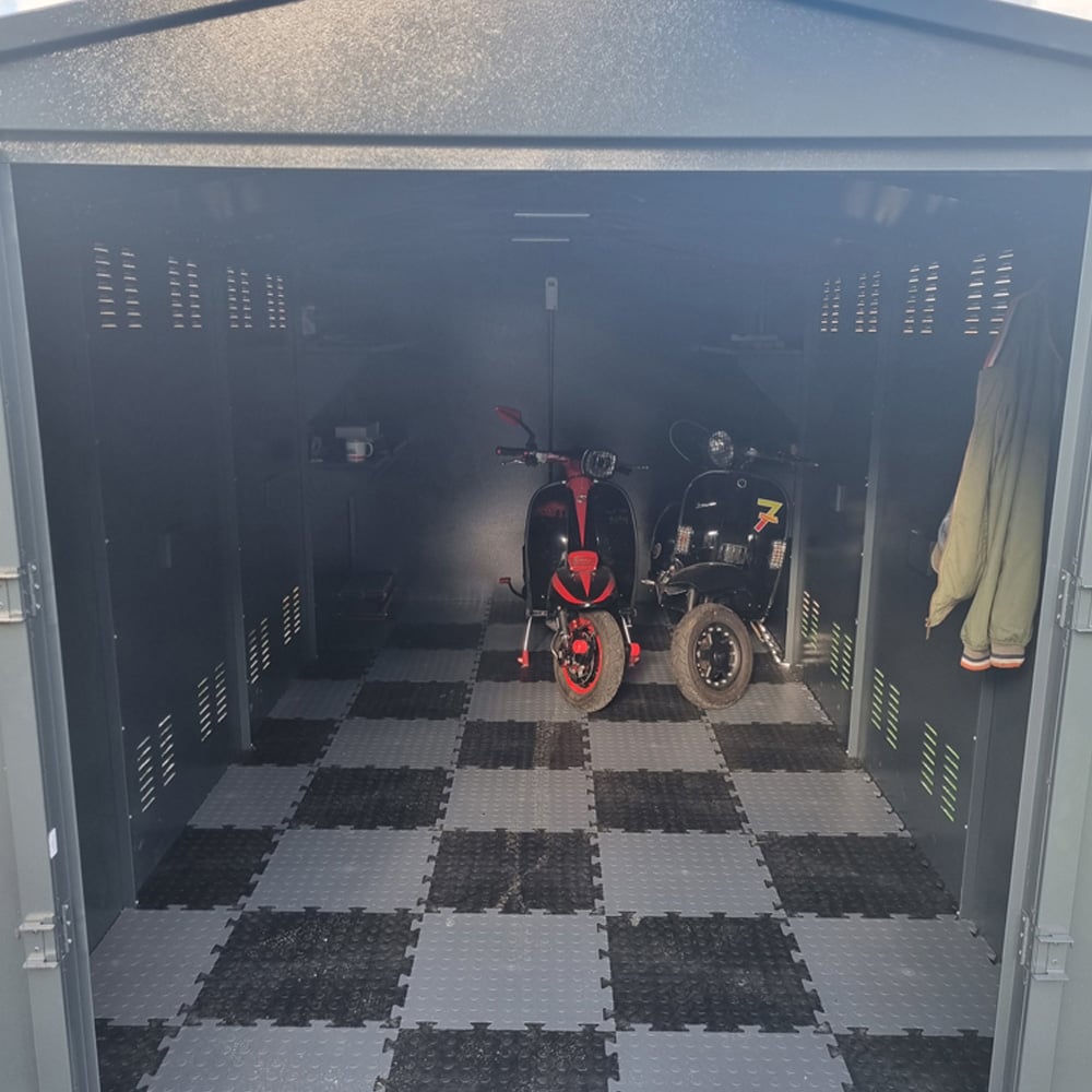 Asgard Gladiator 7 x 14ft Double Door Grey High Security Apex Motorcycle Garage Image 4