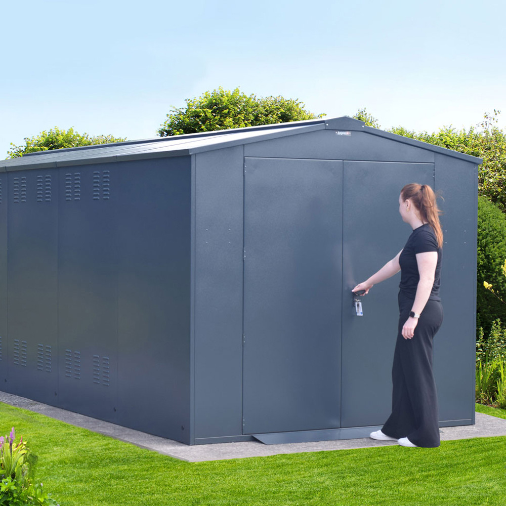 Asgard Gladiator 7 x 18ft Double Door Green High Security Apex Bike Shed Image 9