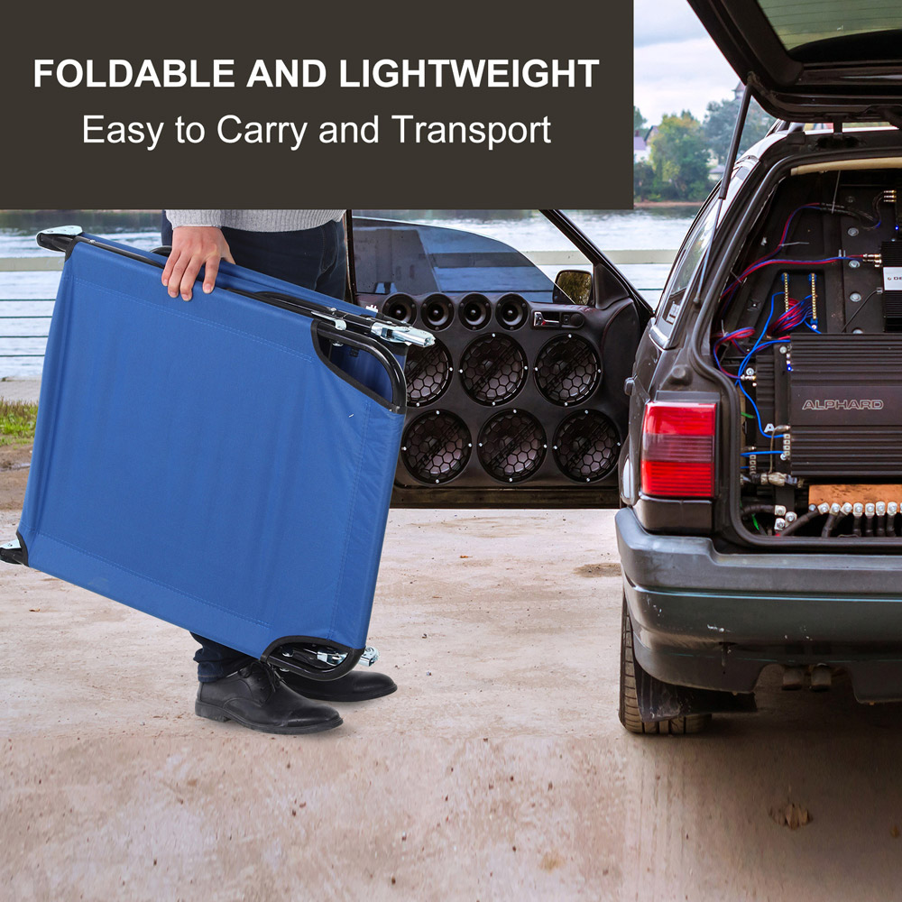 Outsunny Blue Portable Reclining Sun Lounger Image 6