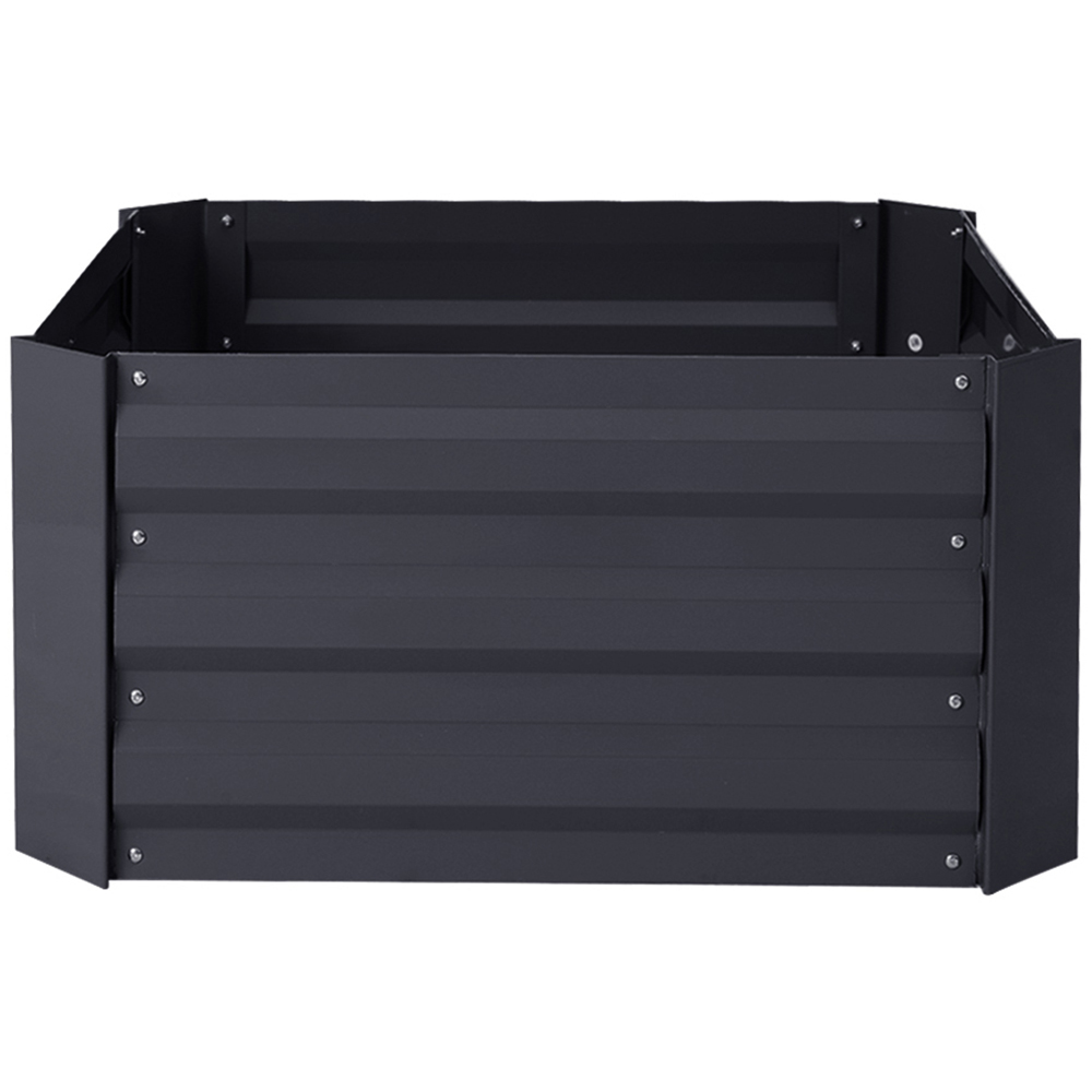 Living and Home Charcoal Black Galvanized Steel Outdoor Garden Bed 100 x 100cm Image 3