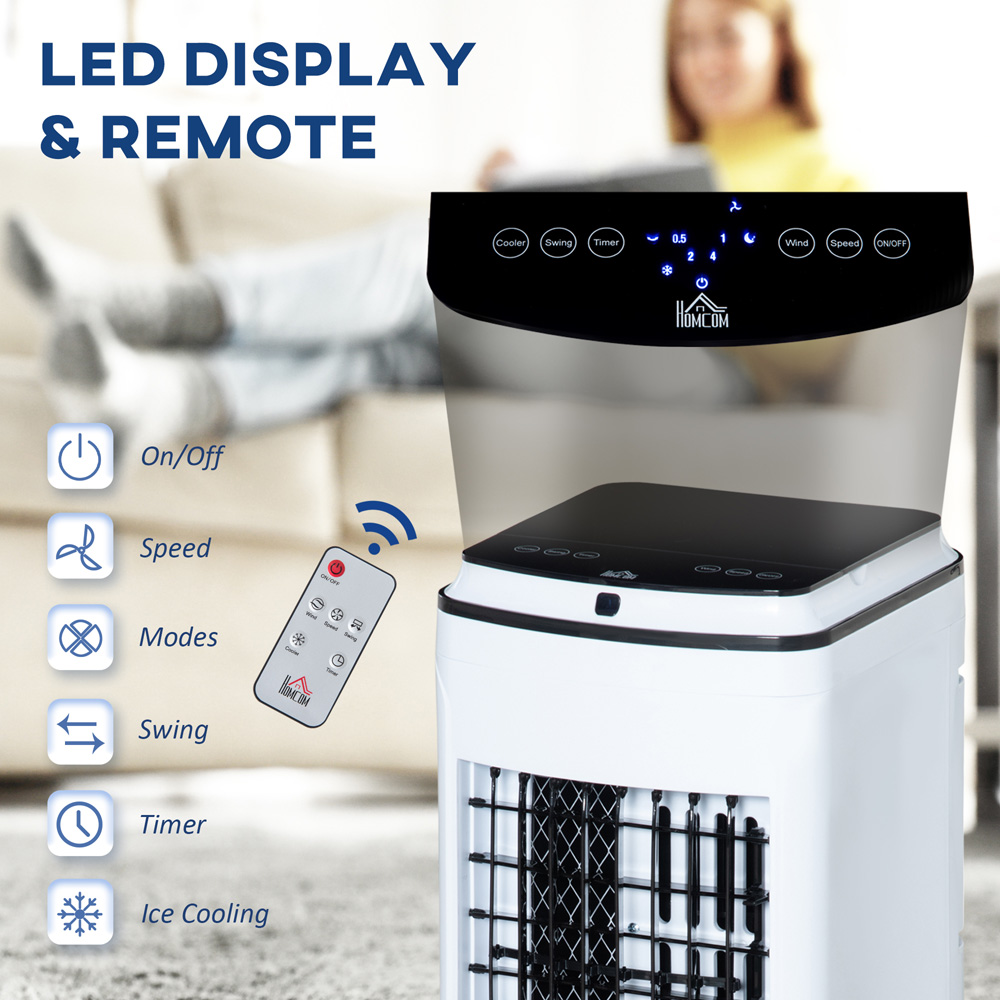 HOMCOM White and Black Evaporative Air Cooler 4L Image 5