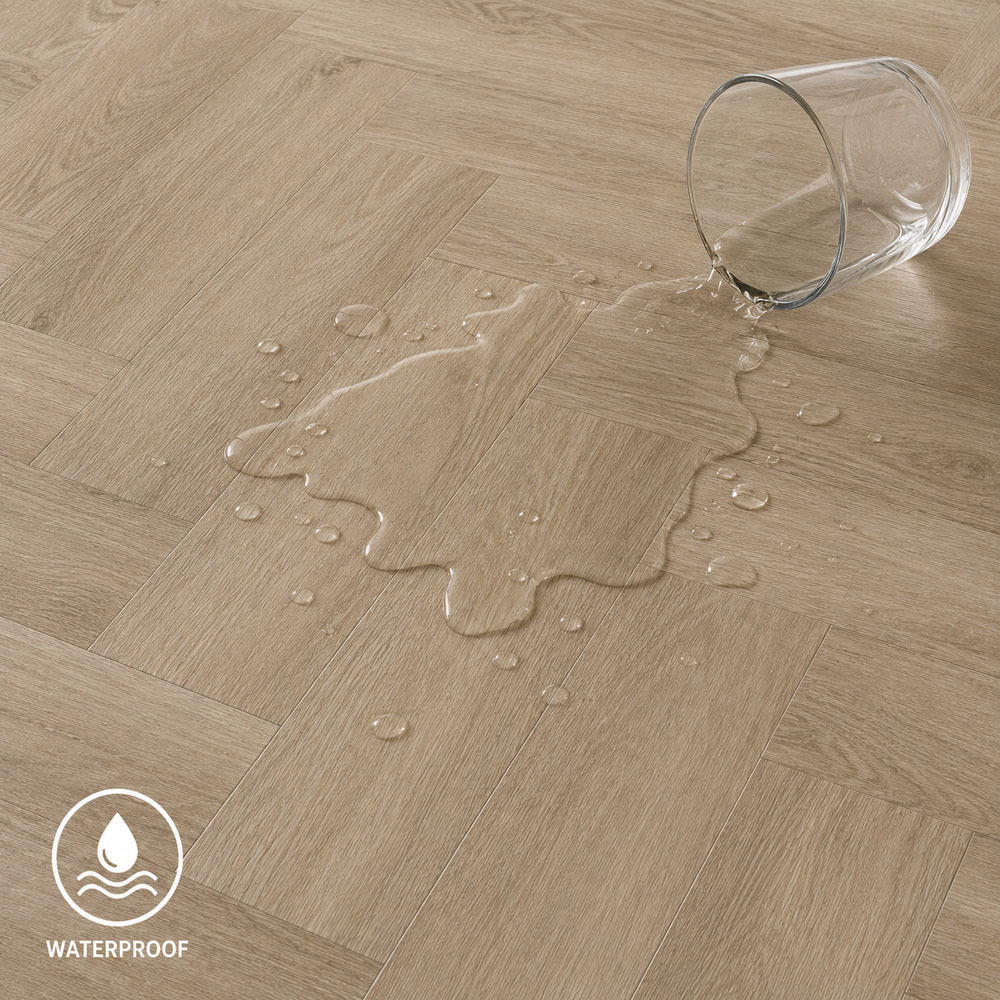 Britwall Ivory Birch Herringbone Wood-Embossed SPC Vinyl Flooring 625 x 125mm 20 Pack Image 5