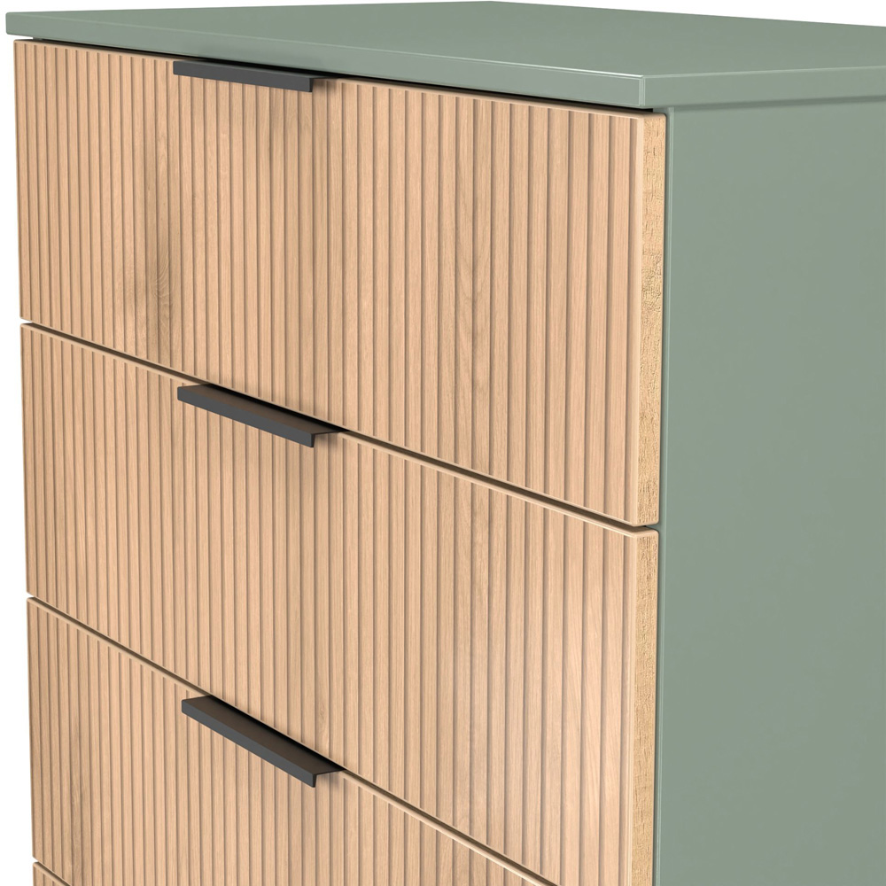 Crowndale Java 4 Drawer Slatt Effect and Reed Green Chest of Drawer Image 6
