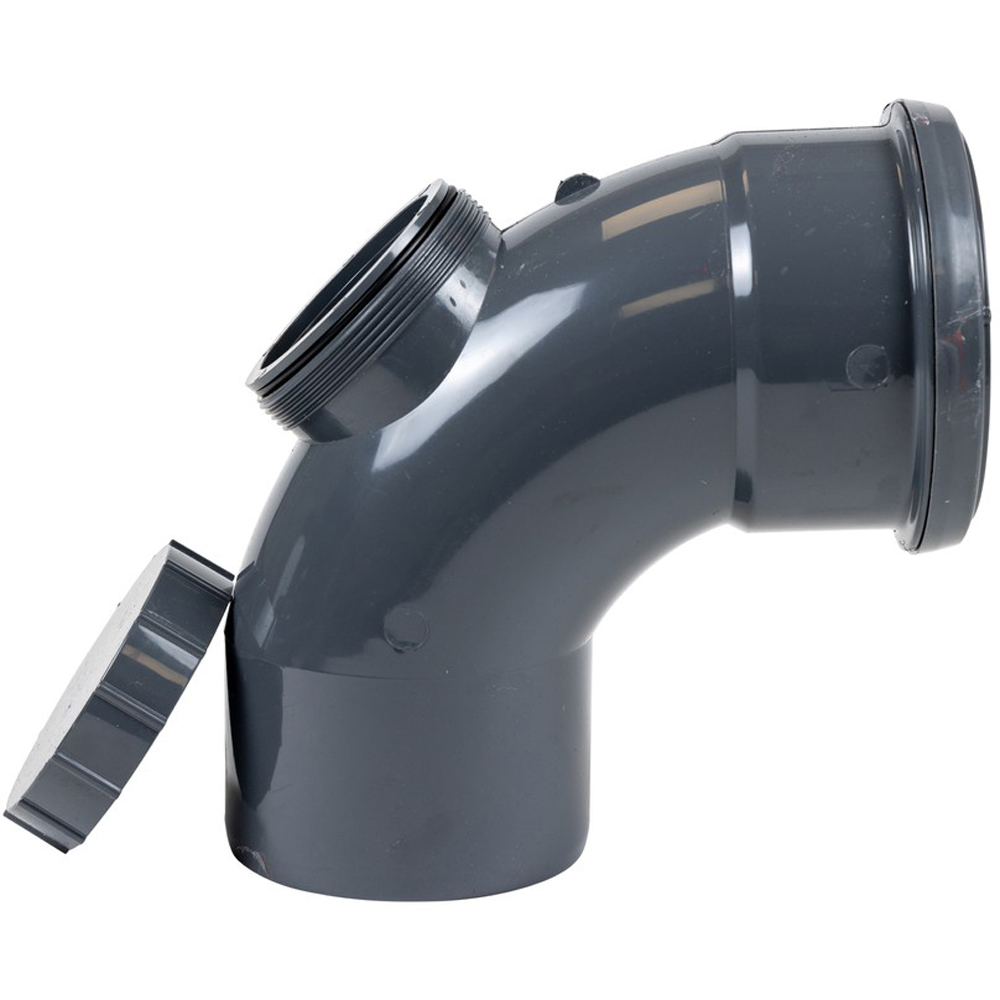 FloPlast Ring Seal Soil 92.5 Degree Access Bend Anthracite Grey 110mm Image 4