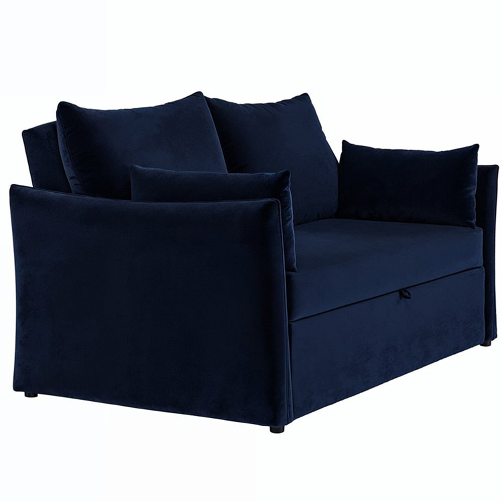 Solace+Co Skyler 2 Seater Navy Velvet Sofa Bed Image 2