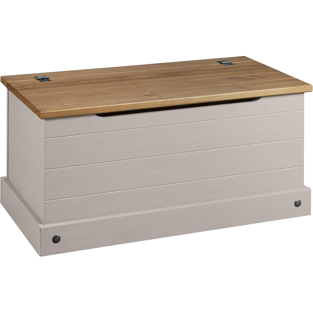 Mews Corona Grey Waxed Pine Mexican Style Storage Ottoman Image 2