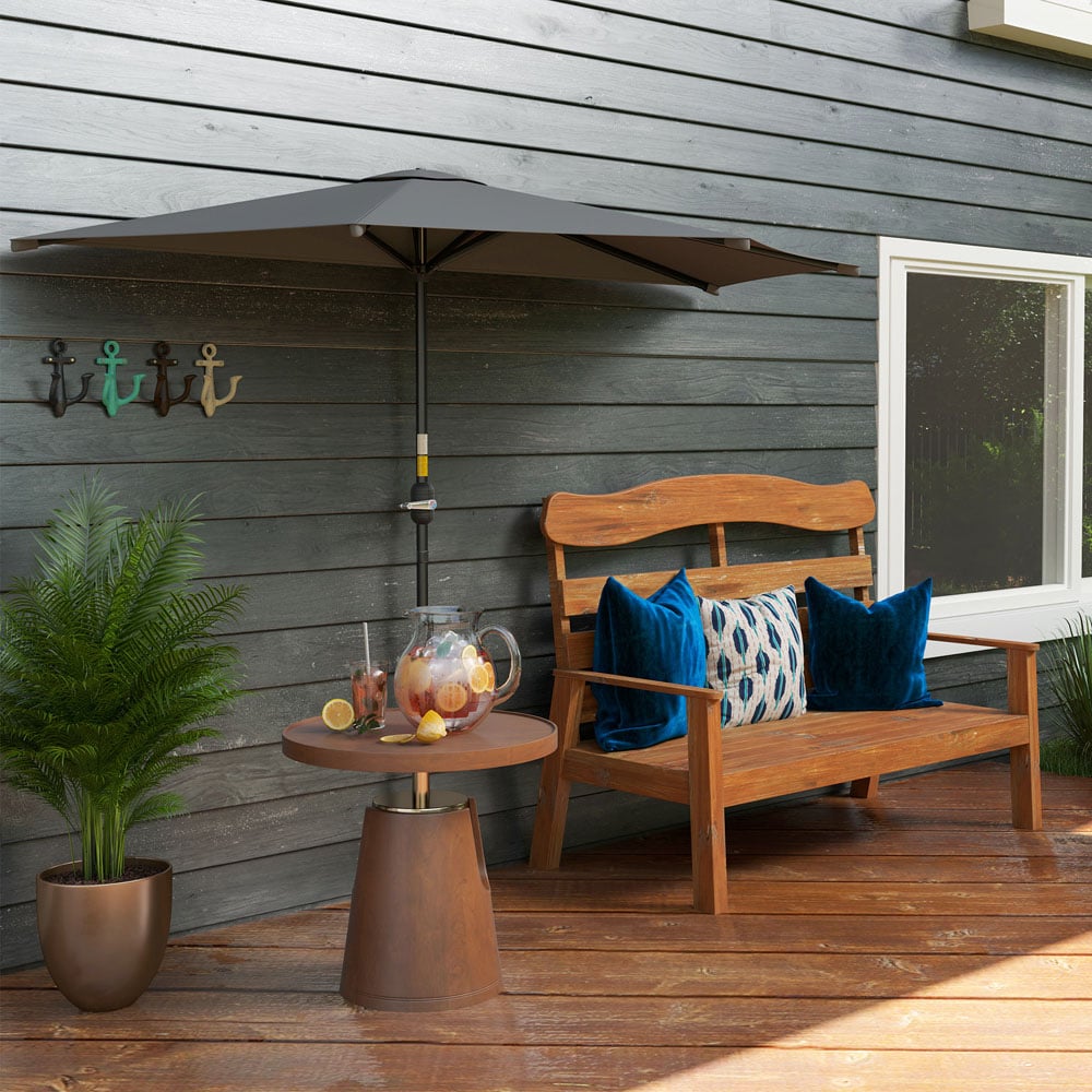 Outsunny Dark Grey Half Round Crank Parasol 3m Image 4