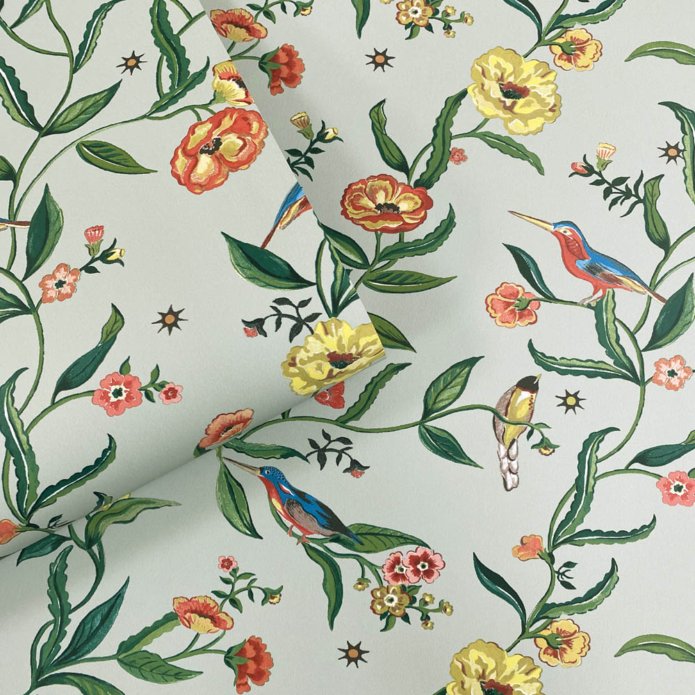 Cath Kidston Summer Birds Sage Wallpaper Image 2