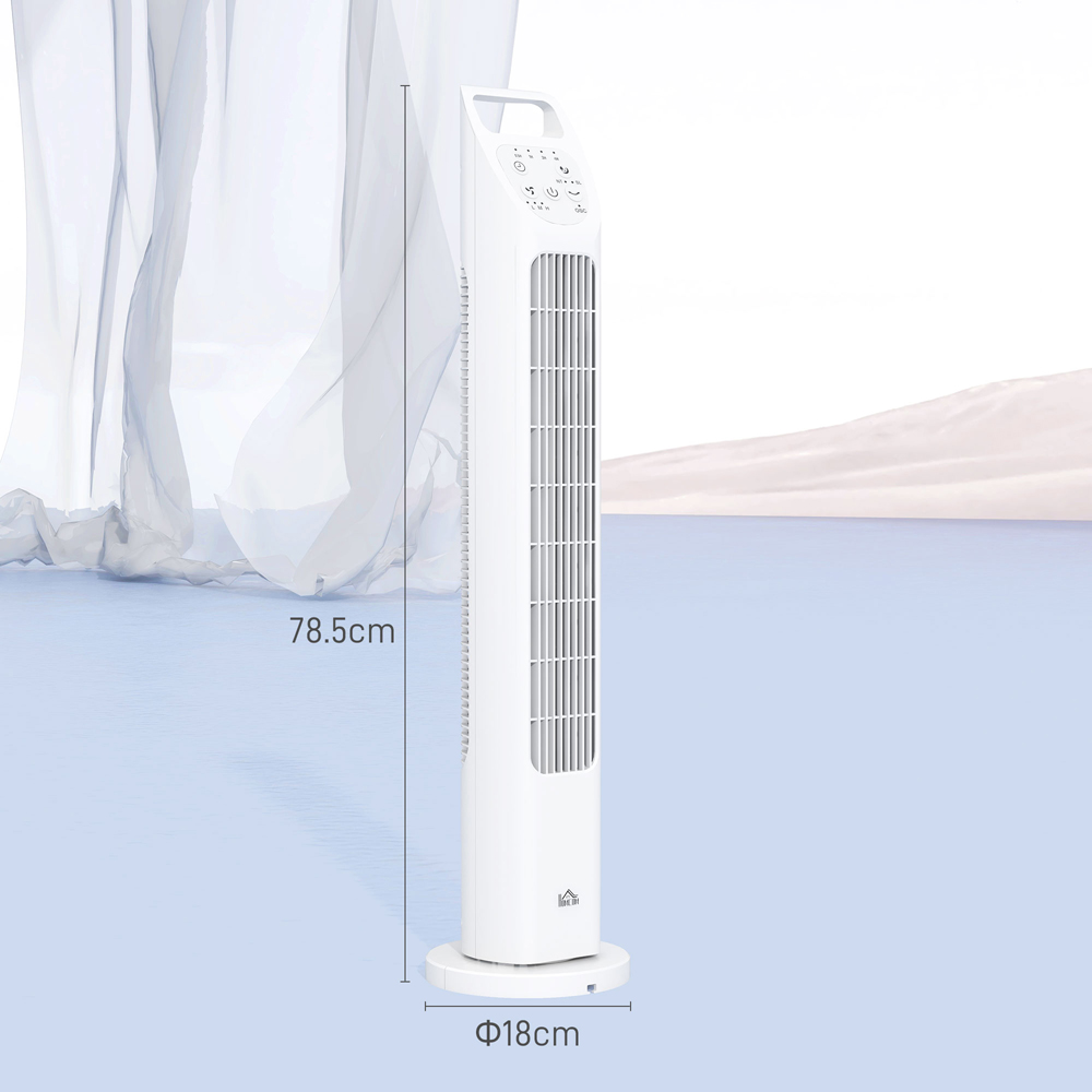 HOMCOM White Oscillating Tower Fan Floor Fan with Timer Image 9