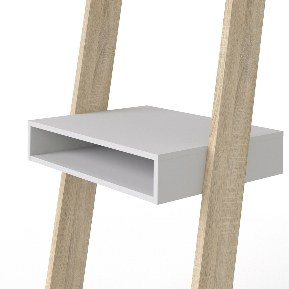 Florence Single Drawer Leaning Desk White and Oak Image 5