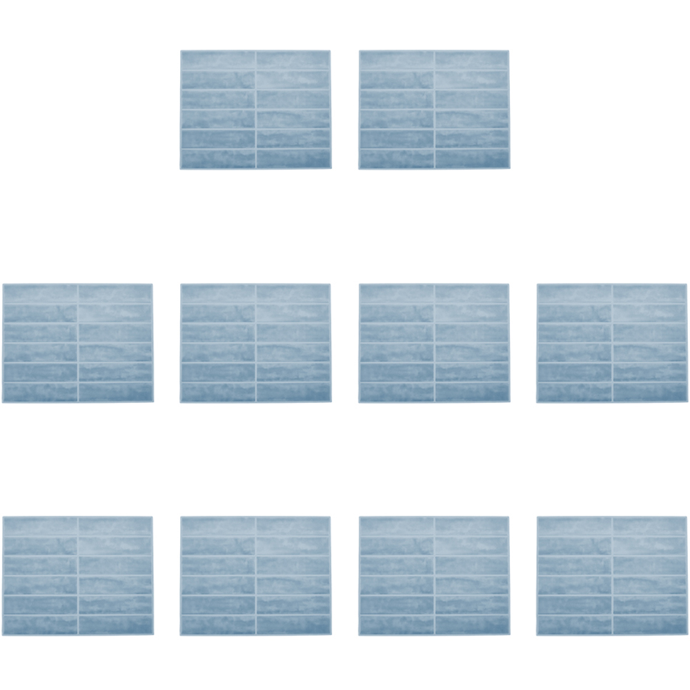 Living and Home Light Blue Rectangle Self Adhesive Wall Sticker 10 Pack Image 2