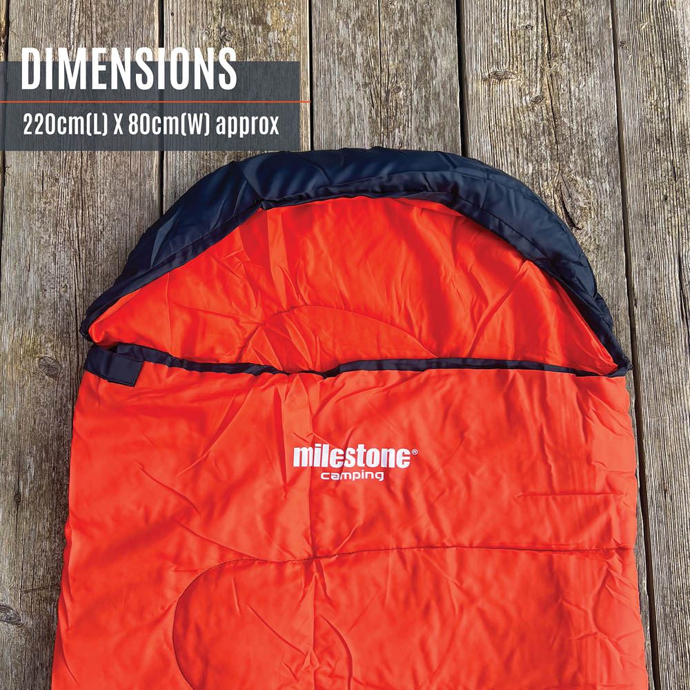 Milestone Camping 250 Hooded Orange Envelope Sleeping Bag Image 8