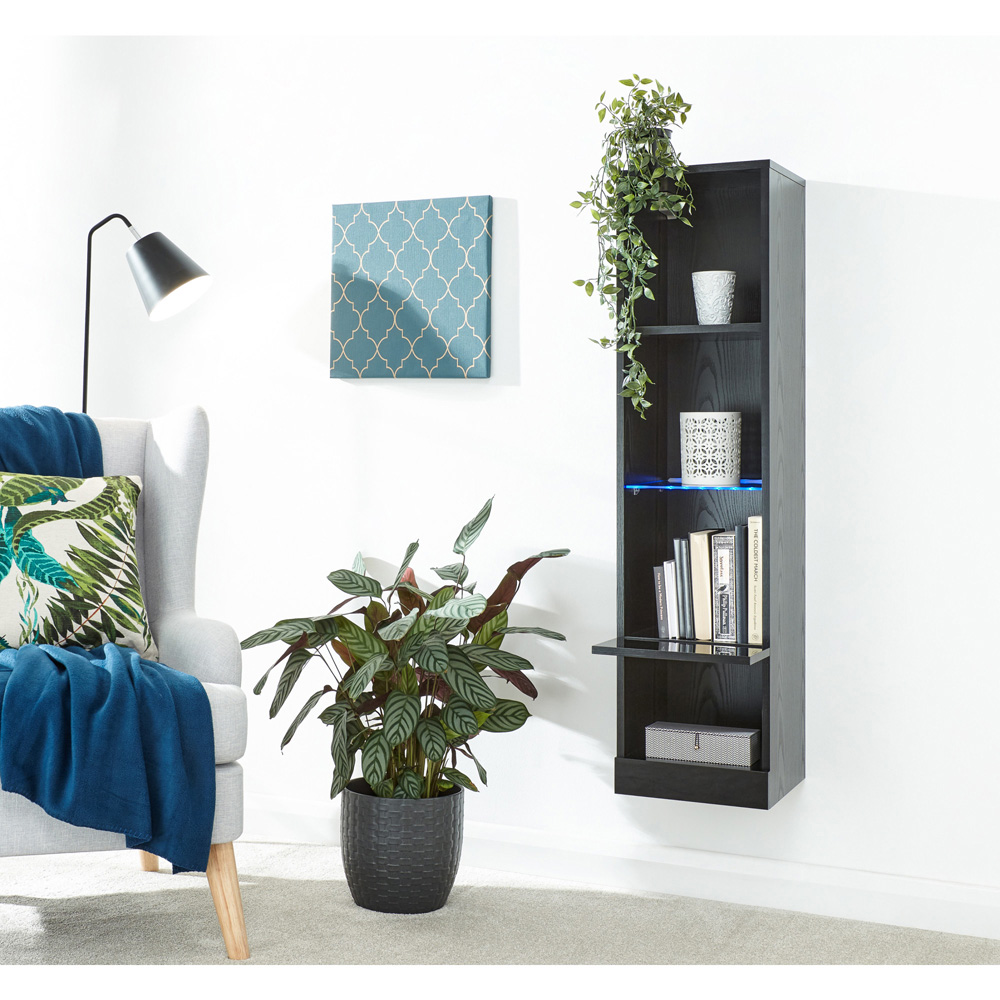 GFW Galicia 4 Shelf Black Wall Mounted Tall LED Shelving Unit Image 9