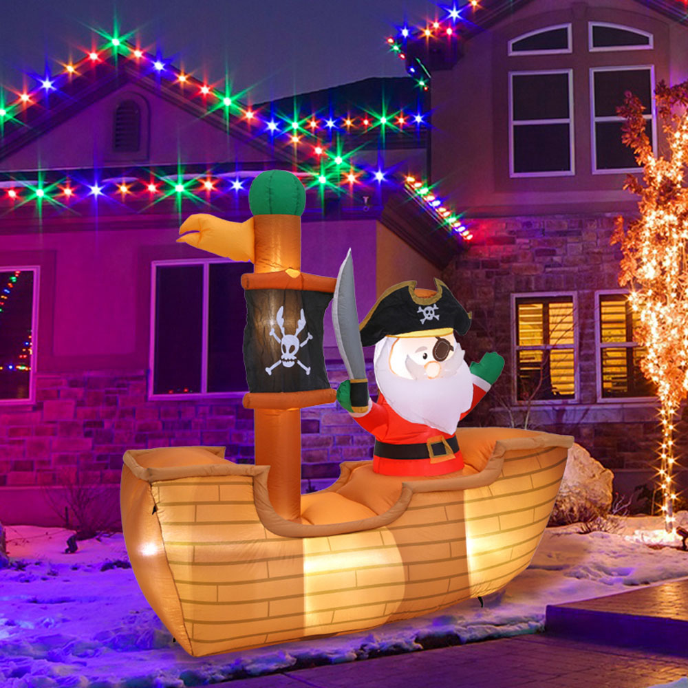 Living and Home Inflatable Pirate Santa Christmas Decoration 6ft Image 8