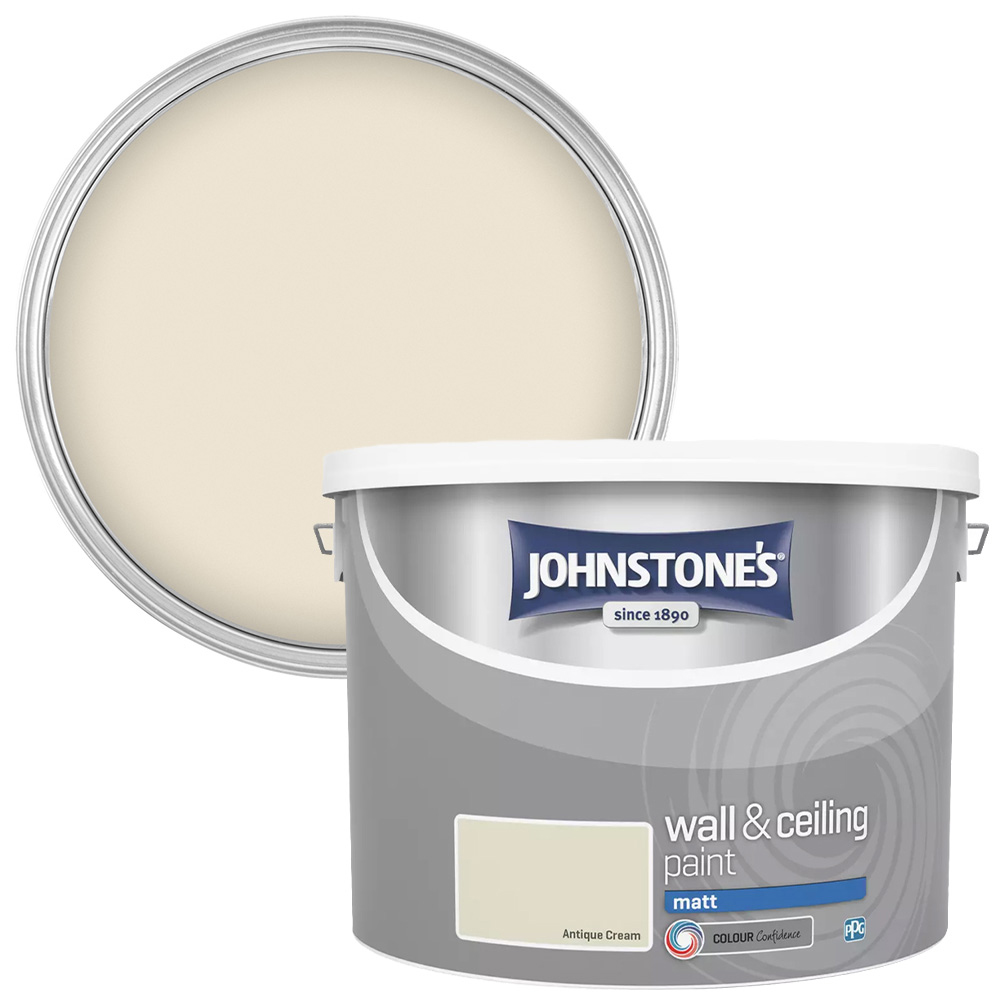 Johnstone's Matt Emulsion Antique Cream Paint 10L Image 1