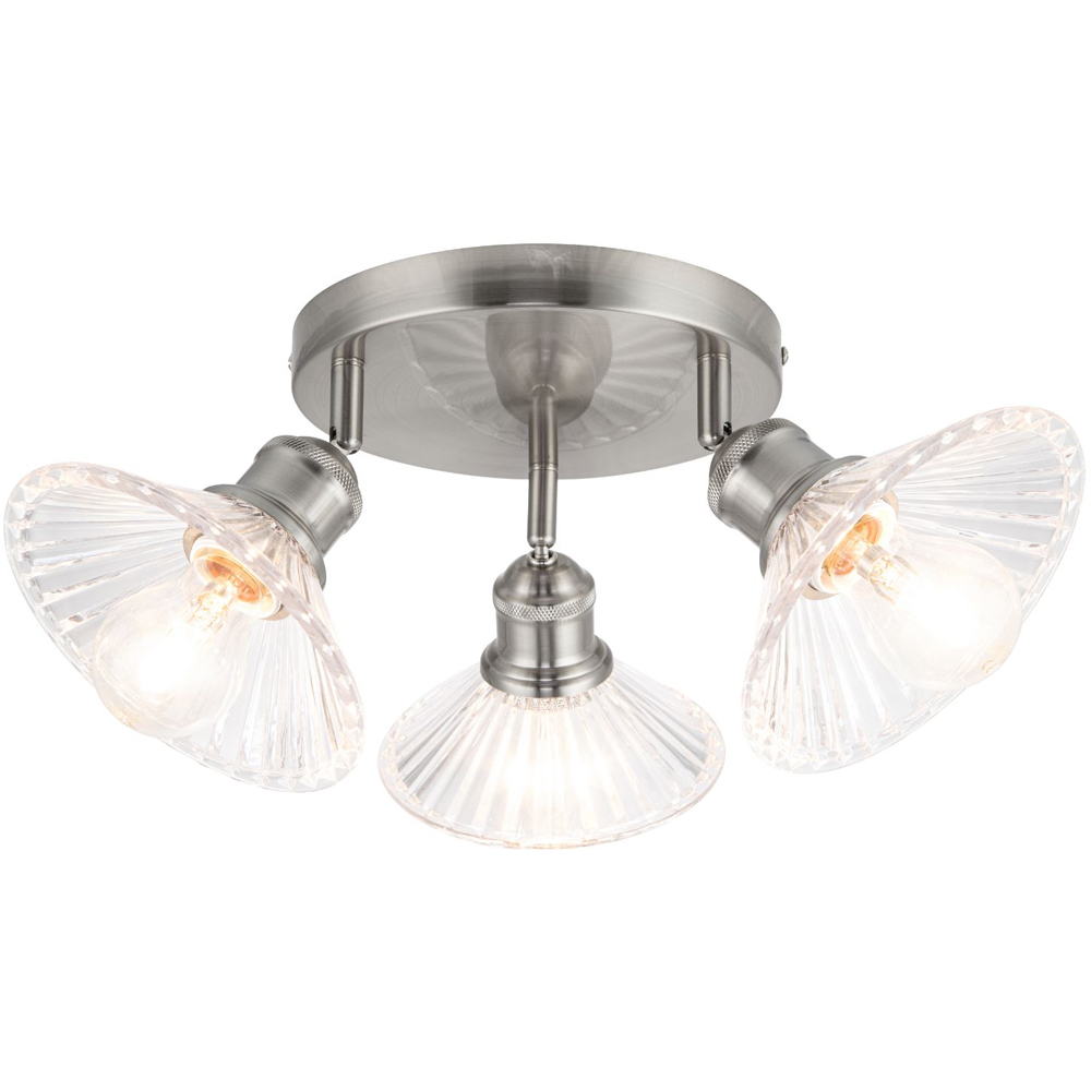 Cosylyte Milan Bathroom 3 Light Round Plate Ribbed Glass Spotlight Image 3