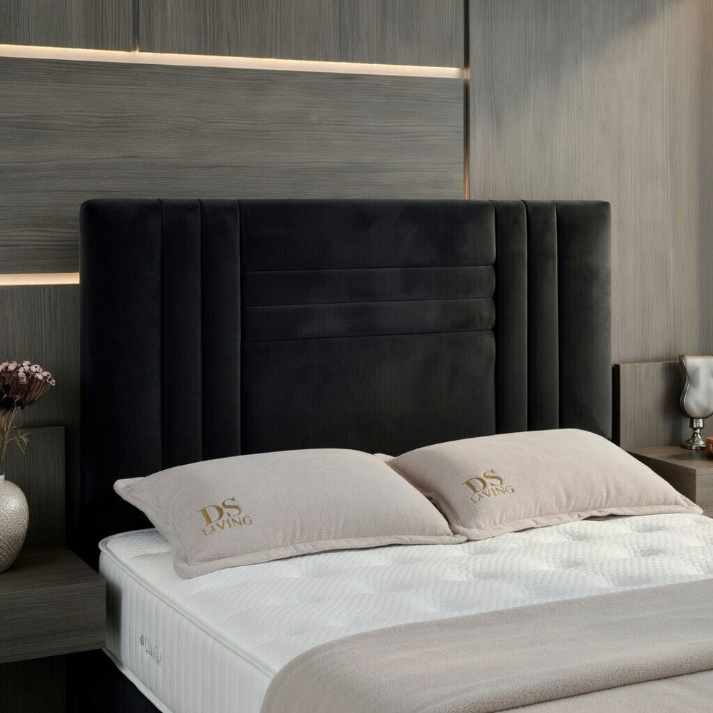 DS Living Orion Double Black Plush Ottoman Bed Image 3