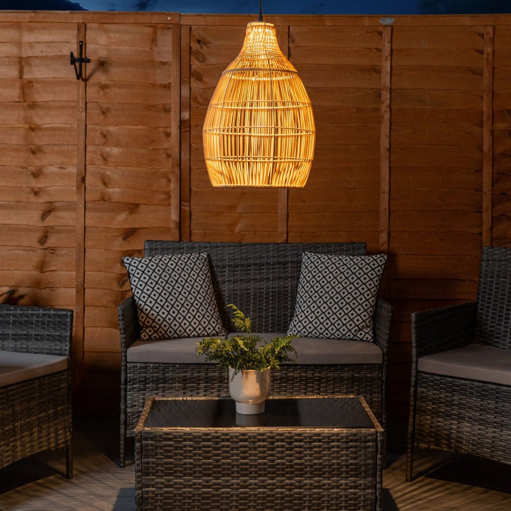 ValueLights Natural Teardrop Solar Powered Outdoor Hanging Pendant Light Image 2