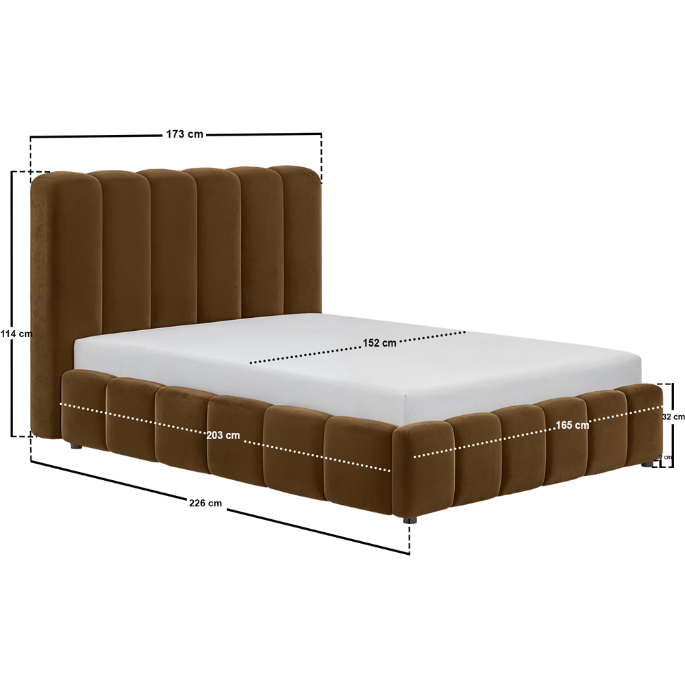 Solace+Co Emilie King Size Brown Velvet Ribbed Ottoman Bed Image 8