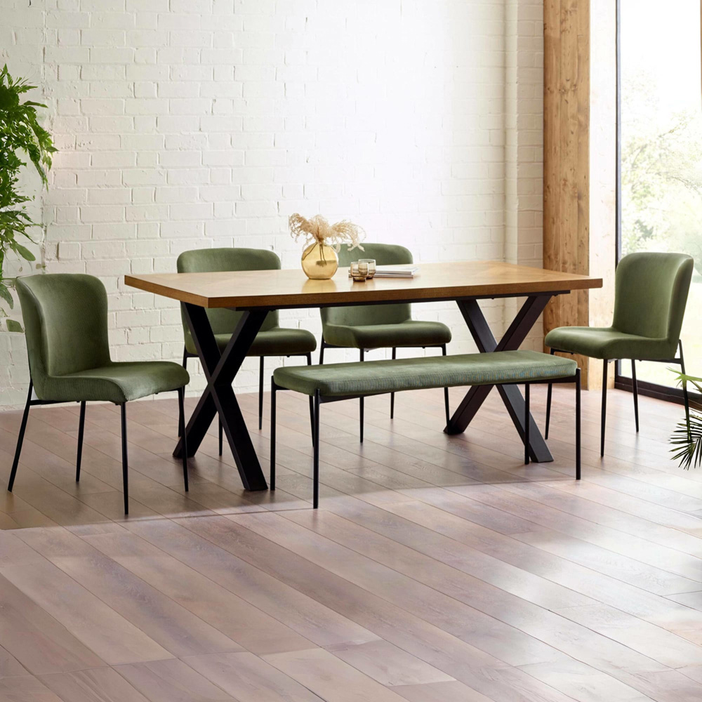 Julian Bowen Leonie 2 Seater Green Velvet Dining Bench Image 6