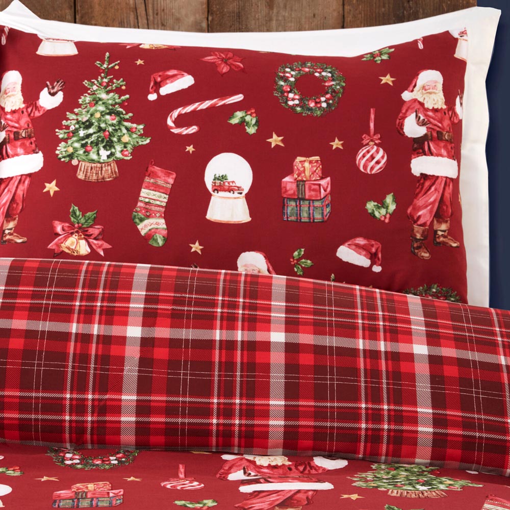 Festive Santa Duvet Set  - Red / Superking Image 4