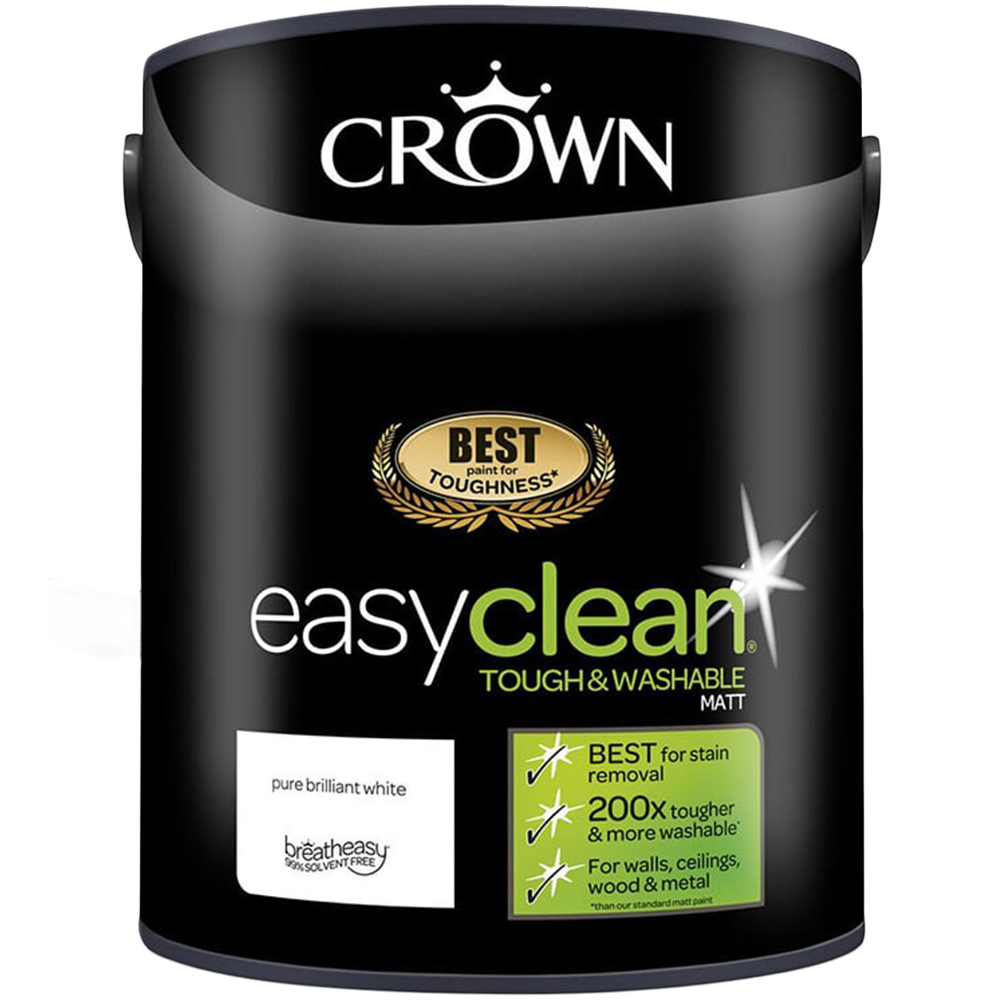 Crown EasyClean Matt Paint - Pure Brilliant White 5L. Image 2