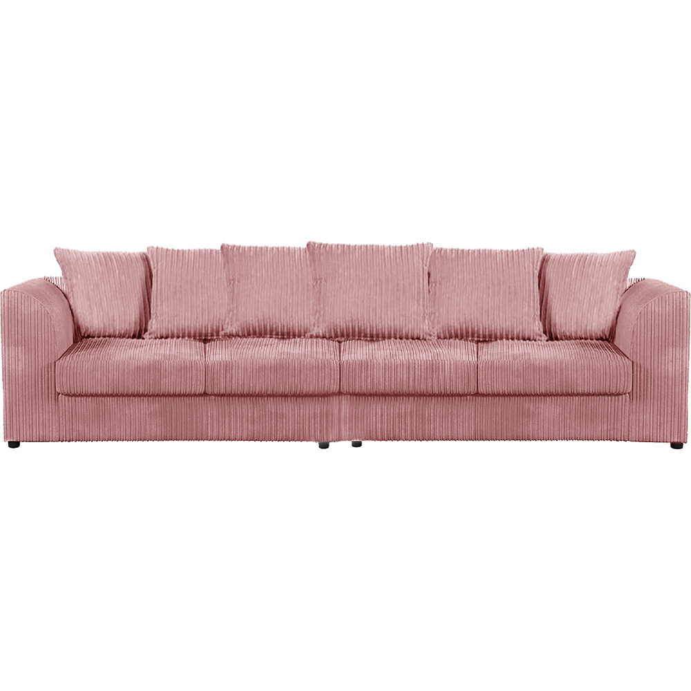 Luxor 4 Seater Pink Jumbo Cord Scatter Back Sofa Image 2