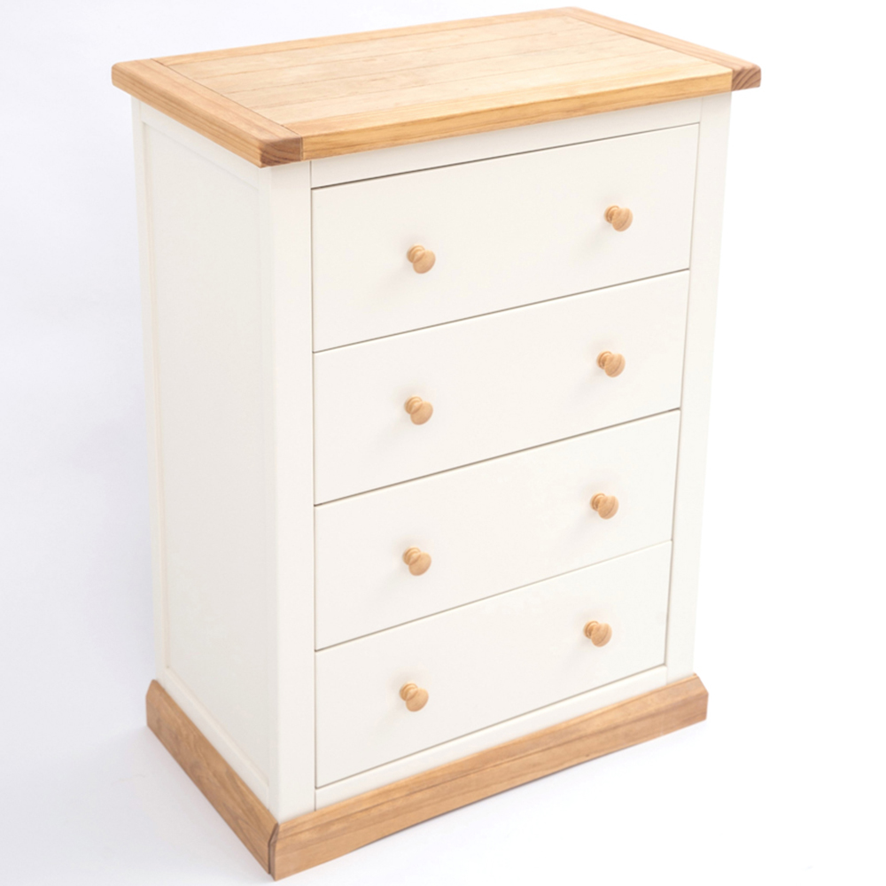 Cabinet Bits Trevi 4 Drawer Off White Wood Knob Chest of Drawers Image 4