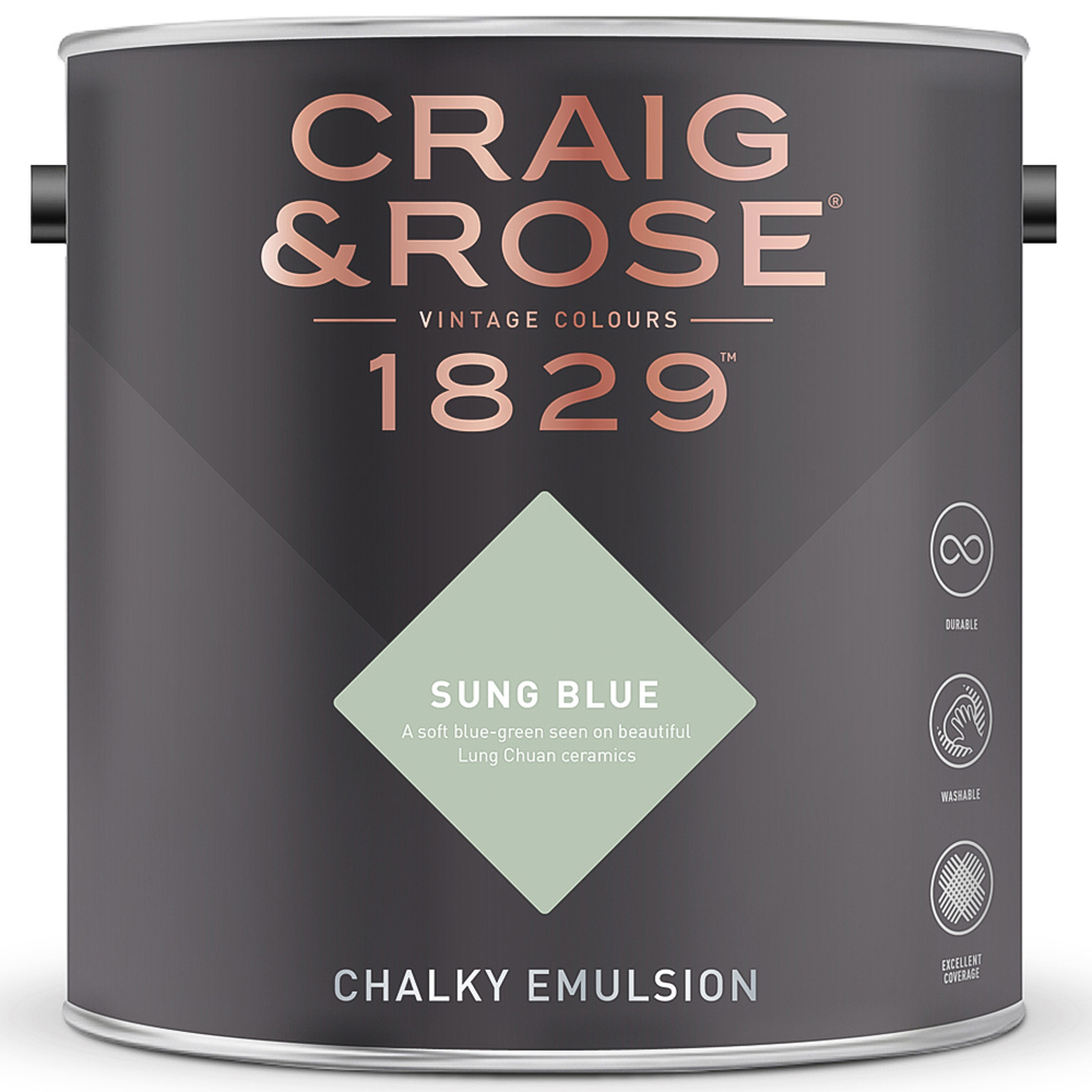 Craig & Rose 1829 Vintage Walls and Ceilings Sung Blue Chalky Matt Emulsion Paint 2.5L Image 2