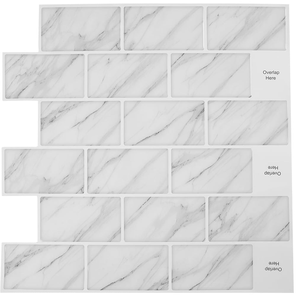 Living and Home White Peel and Stick Marble Wallpaper Tile 30 x 30cm 10 Pack Image 4