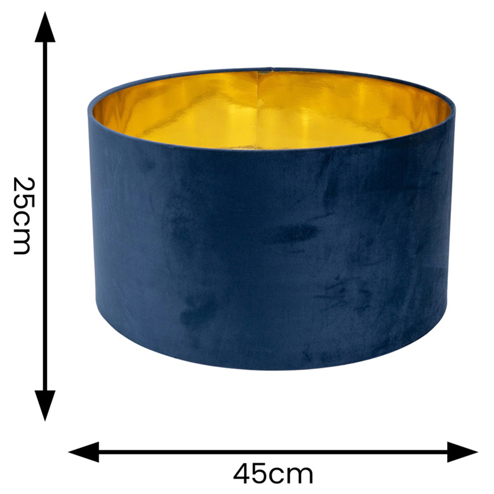 ValueLights Reni Navy Velvet and Gold Inner Large Pendant Shade Image 4
