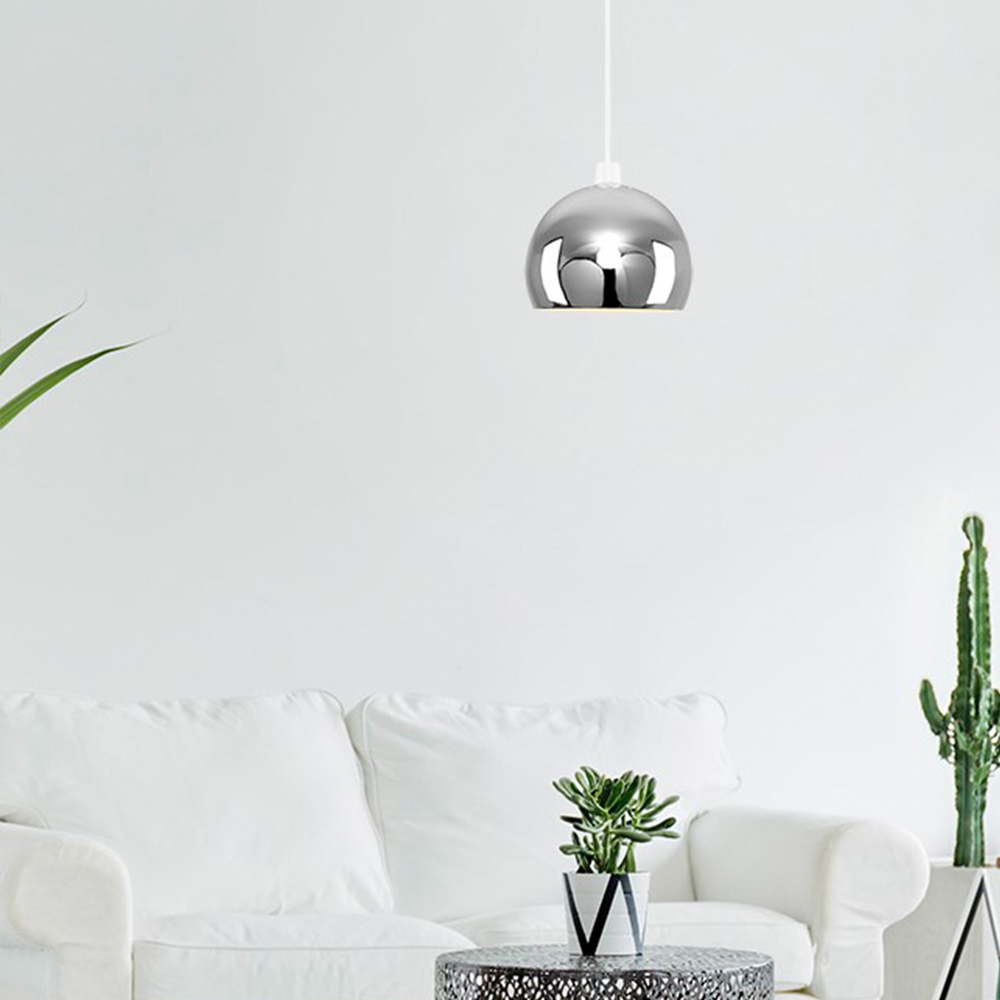 ValueLights Chrome Arco Mini Metal Pendant Light Shade Image 2
