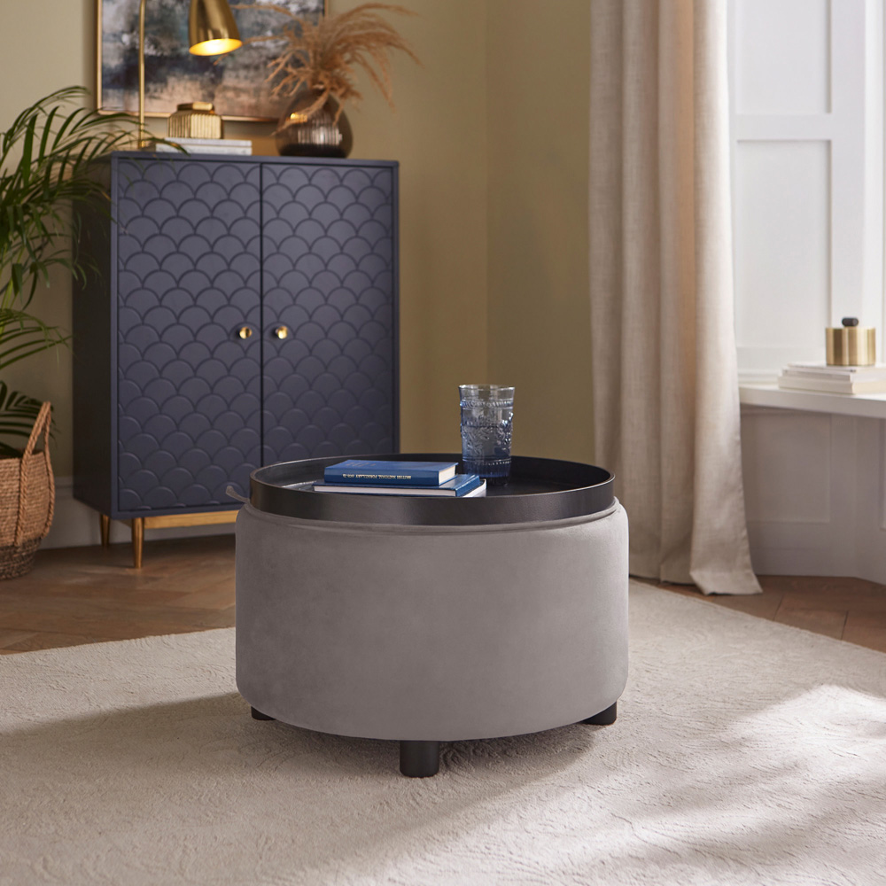 GFW Leylani Grey Tray Table Storage Stool Image 7