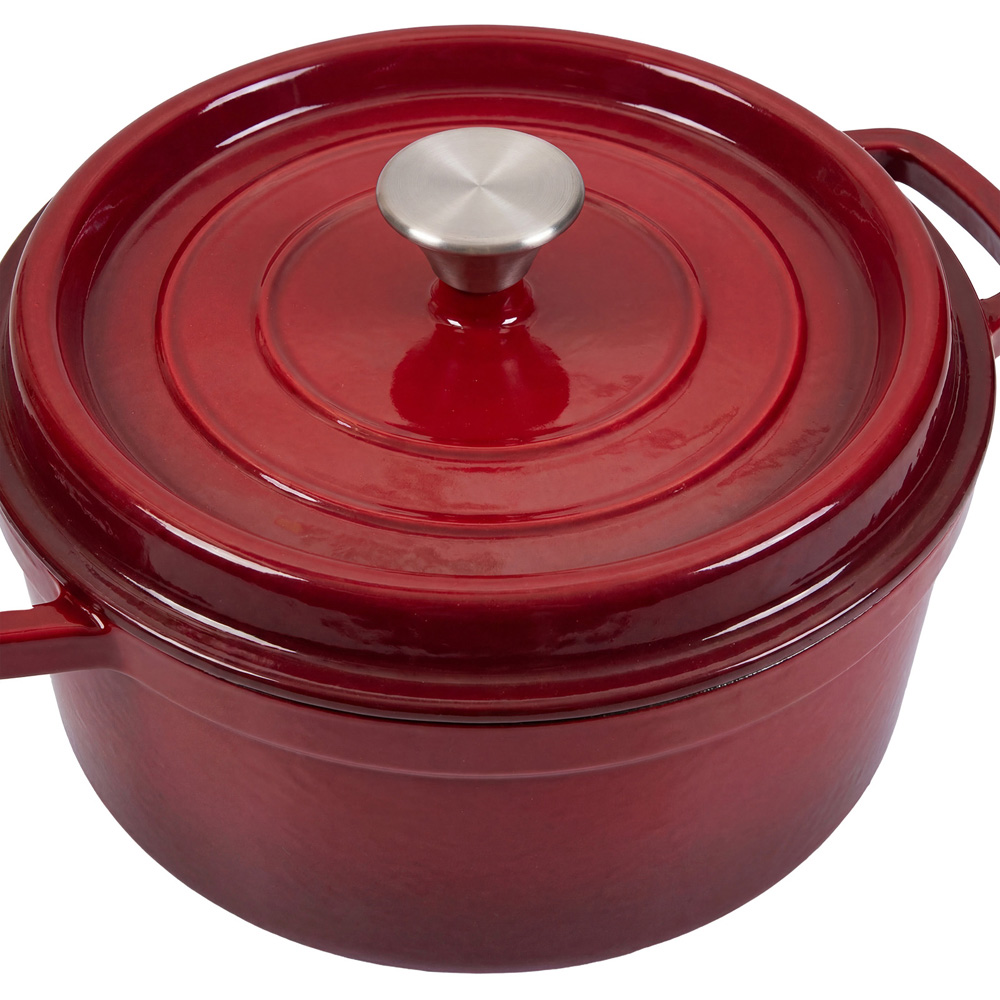 Living and Home Gradient Red Enamelled Cast Iron Dutch Oven Pot 6L Image 3