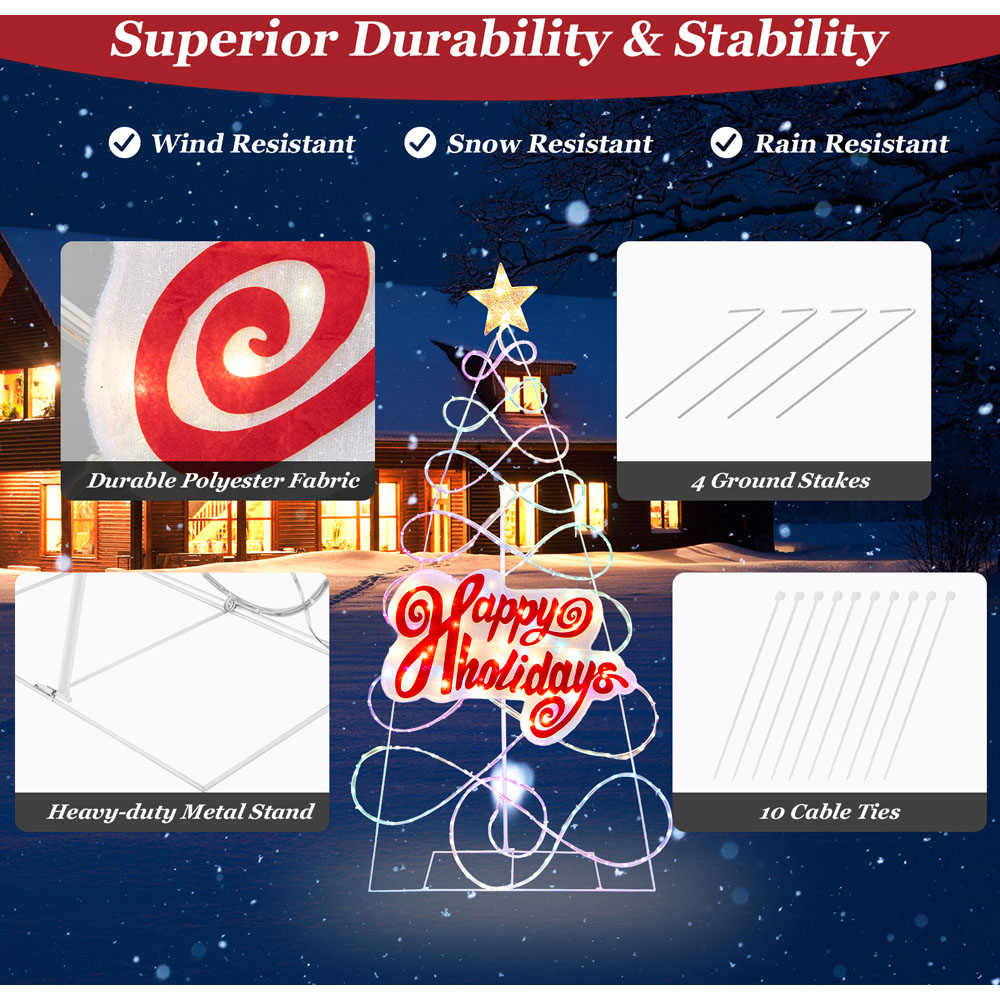 Costway 216 Warm LED Colour Changing Pre-Lit Artificial Christmas Tree 5ft Image 7