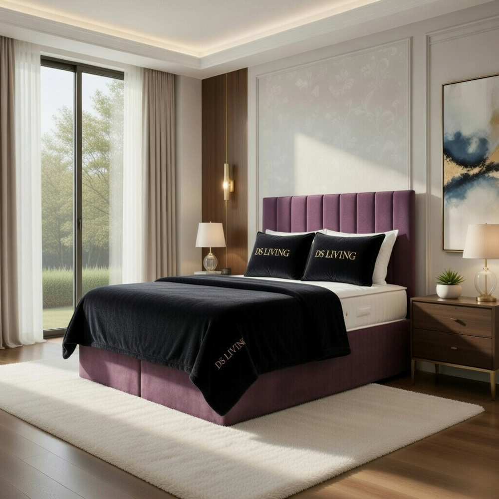 DS Living Aria Super King Size Pink Plush Ottoman Bed Image 4