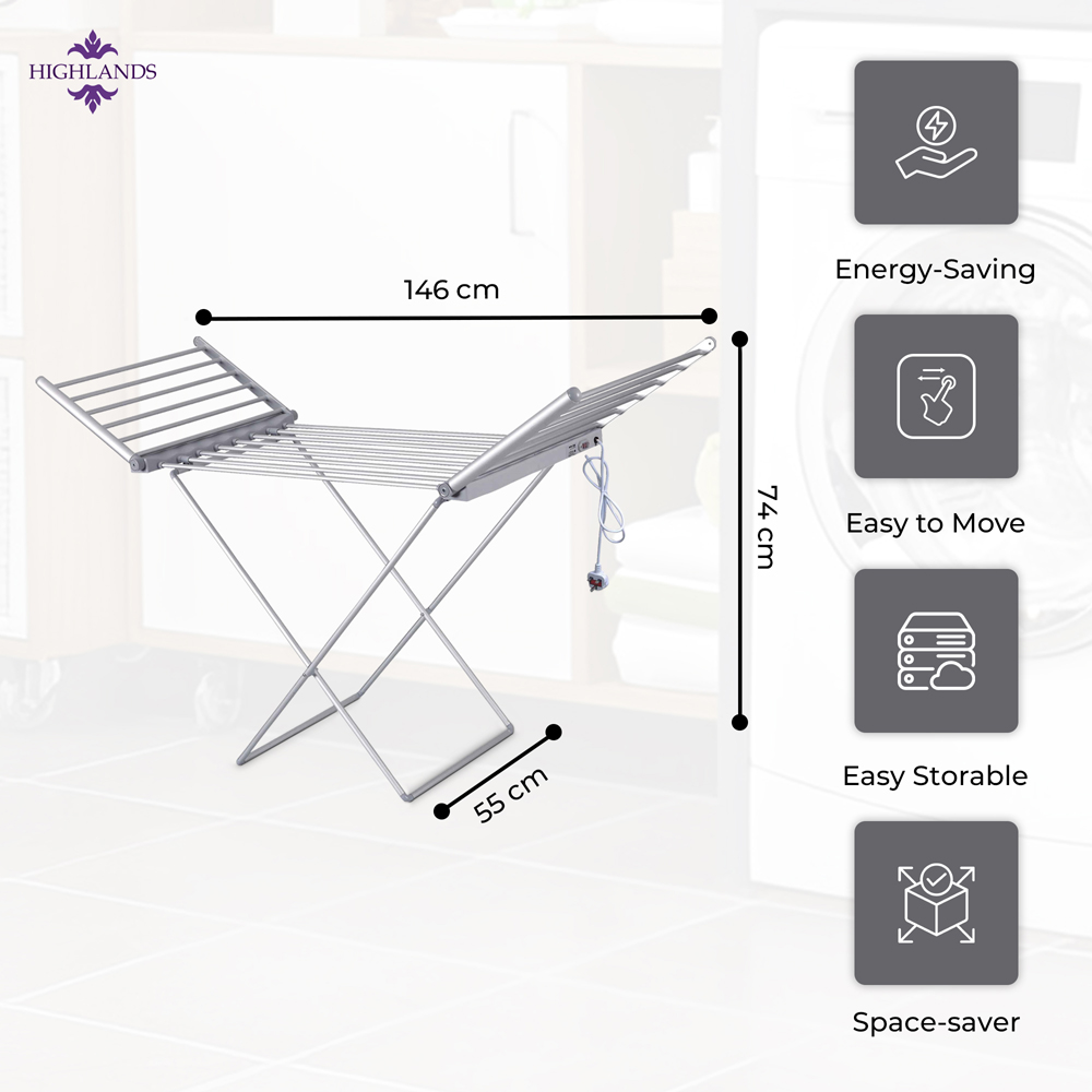 Highlands Homeware Electric Heated Airer Image 9