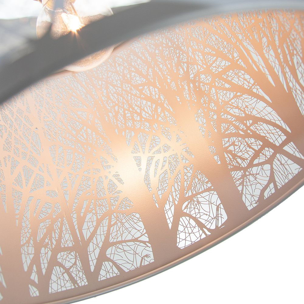 Happy Homewares Soft Grey Metal Forest Design Pendant Shade Image 4