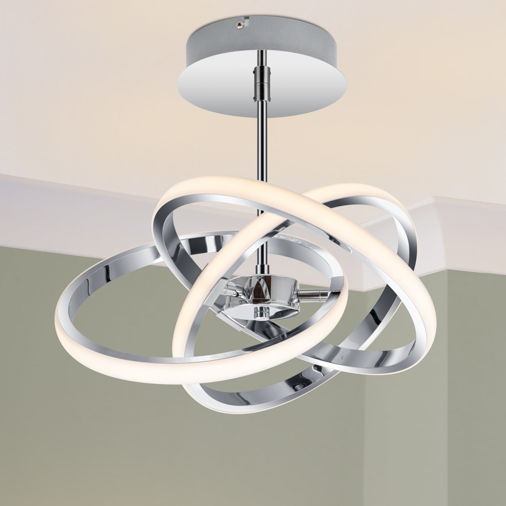 Cosylyte Ridgley 3 Ring Chrome Asteroid LED Pendant Light Image 2