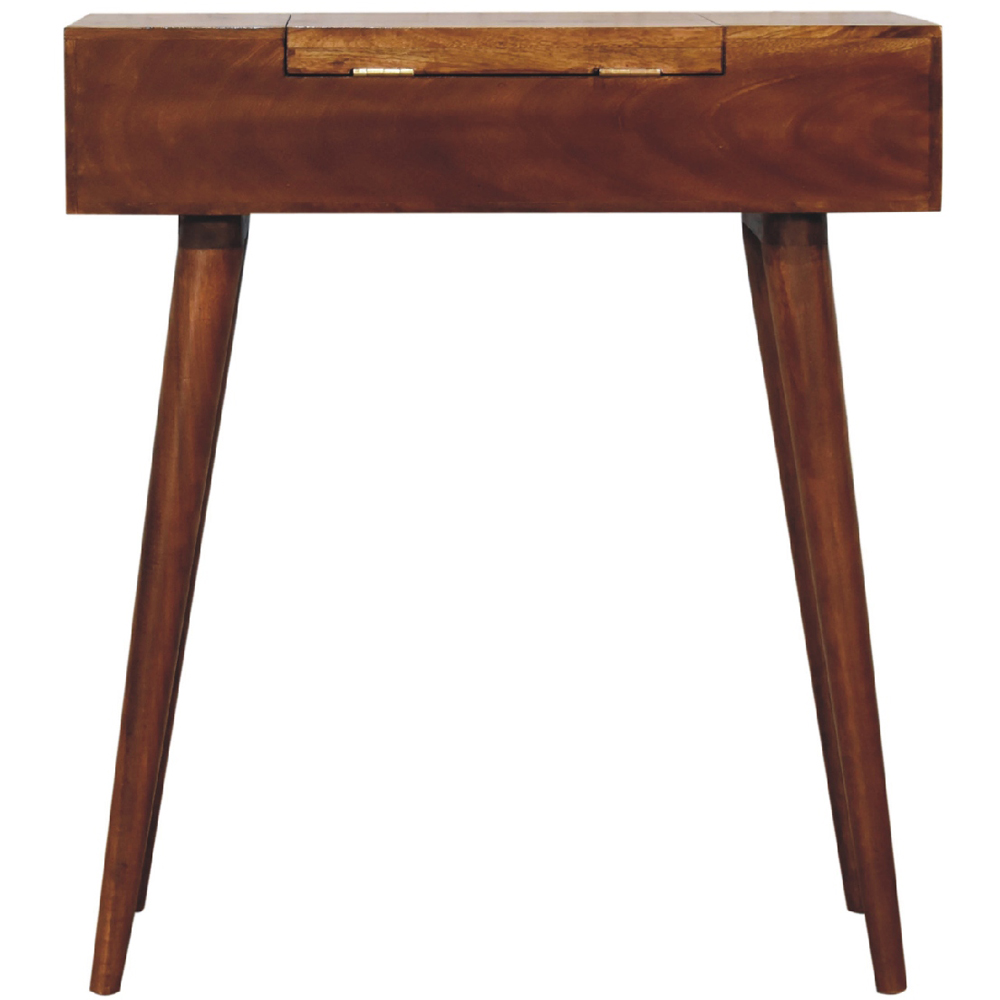 Artisan Furniture Chestnut Mango Wood Mini Foldable Mirror Vanity Dressing Table Image 5