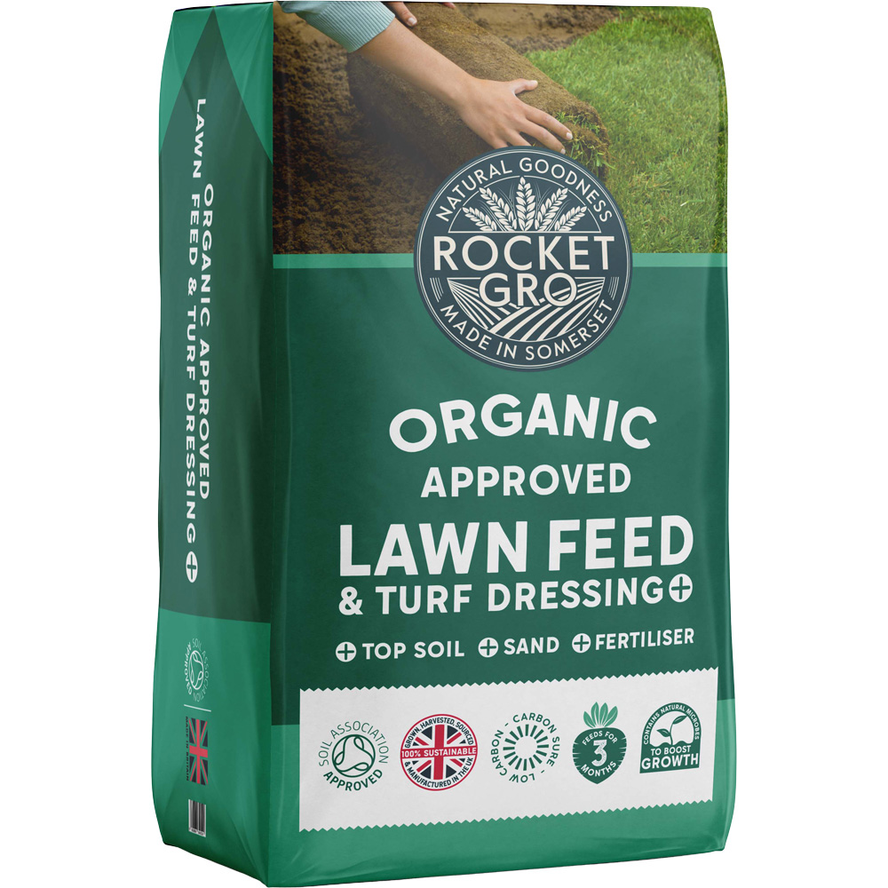 RocketGro Organic Approved Peat-Free Lawn Feed and Turf Dressing Bag 40L 60 Pack Image 3