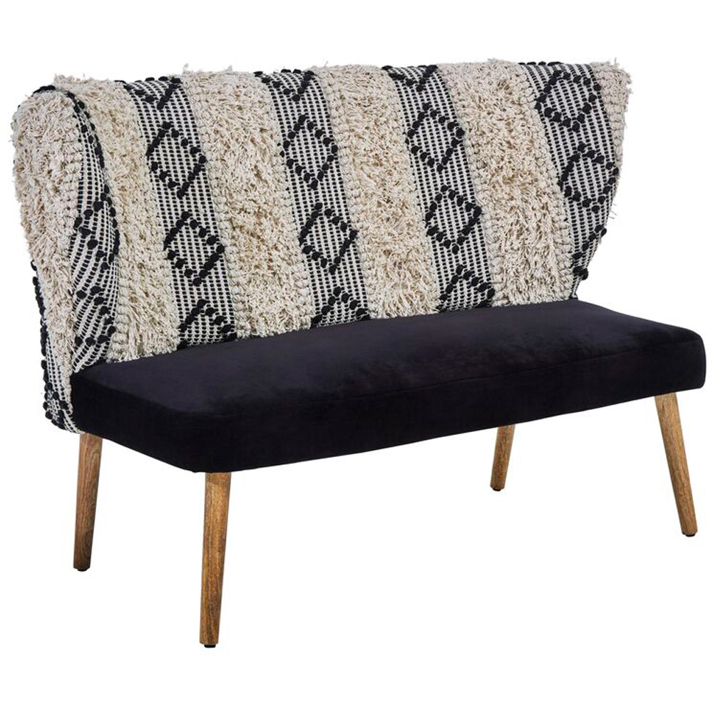 Premier Housewares Cefena Black and White Moroccan Bench Image 2