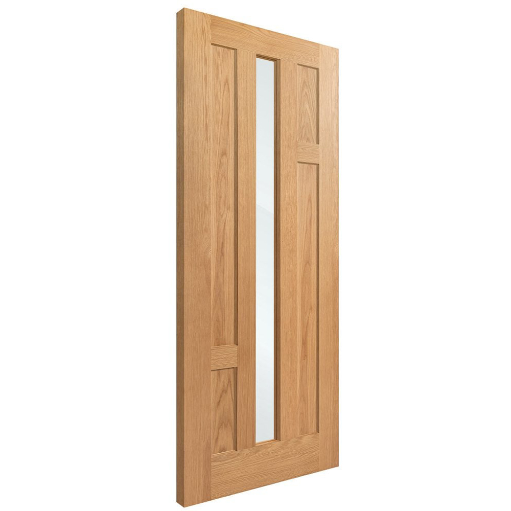 Stamford Oak Veneer Finished 4 Panel 1 Clear Glass Internal Door 1981 x 838 x 35mm Image 3