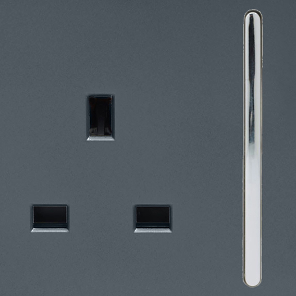 Trendi Switch 2 Gang 13amp Warm Grey Long Switched Plug Socket Image 2