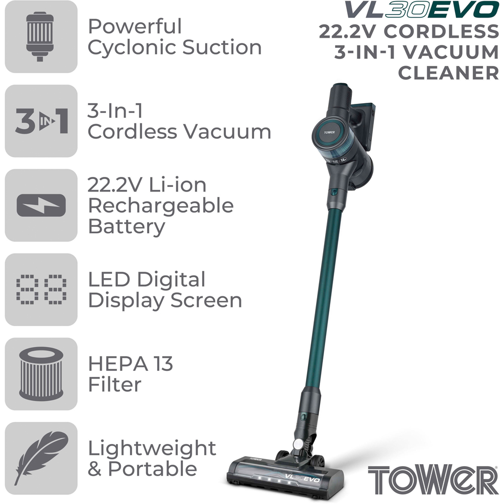 Tower VL30 EVO 3-in-1 Cordless Vacuum Cleaner 22.2V Image 4
