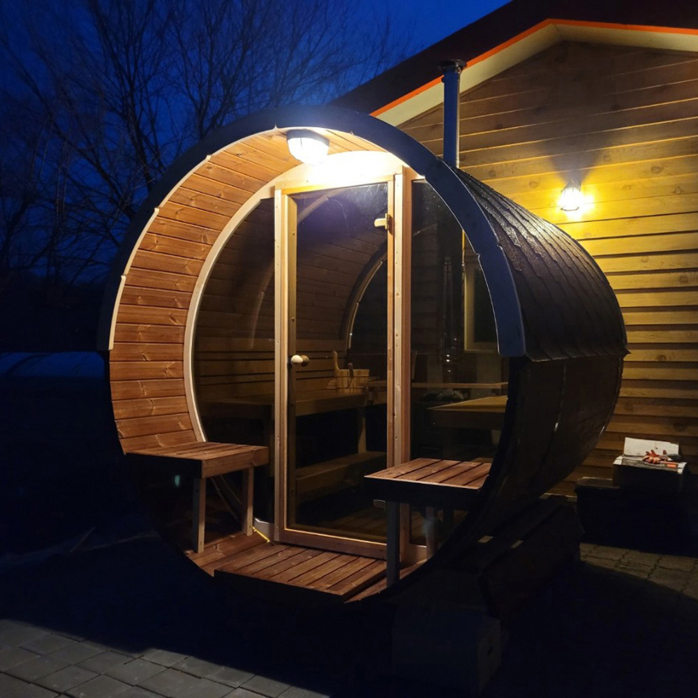 Stjarna Deluxe 280 Black Outdoor Wooden Barrel Sauna 6.8 x 9.1ft Image 4