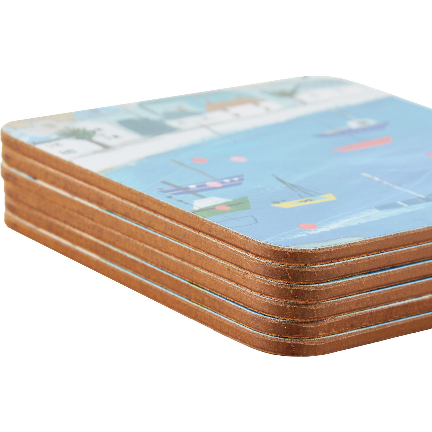 Pack of 6 St Ives Coasters - Blue Image 3