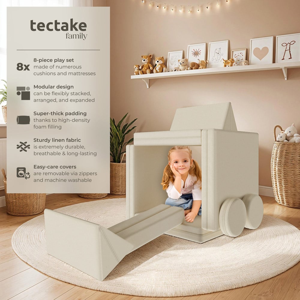 tectake Lilly Beige 8 Piece Thick Padding Kids Sofa Image 3